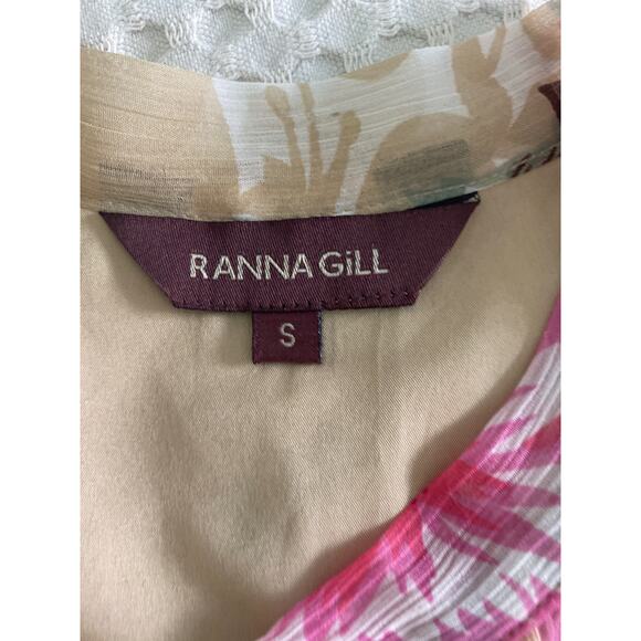 Ranna Gill Small Floral Eden‎ Romantic Ruffle Sequin Beaded Flowy Blouse - Picture 12 of 13